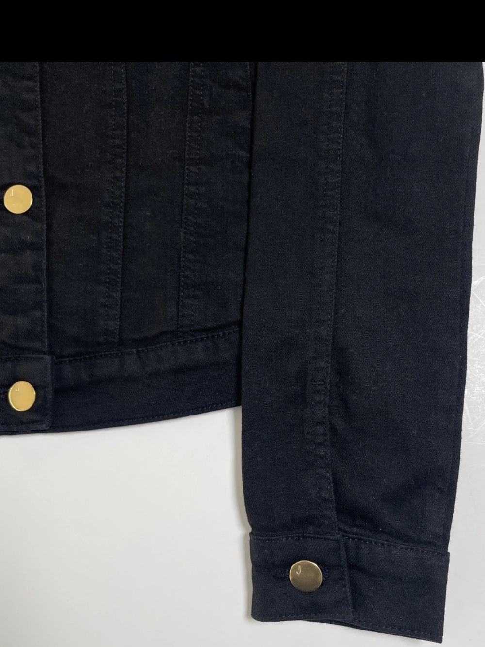 J Brand “Harlow” Dark Gothic Black Denim Jacket with Gold Buttons - Picture 9 of 16